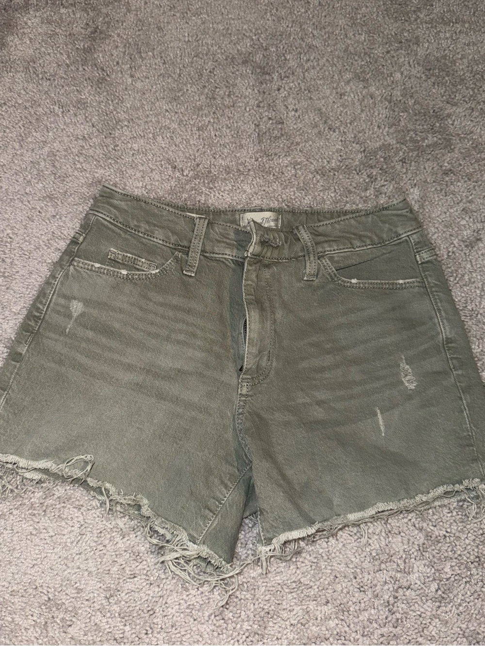 Universal Thread Olive Green Distressed Denim Shorts